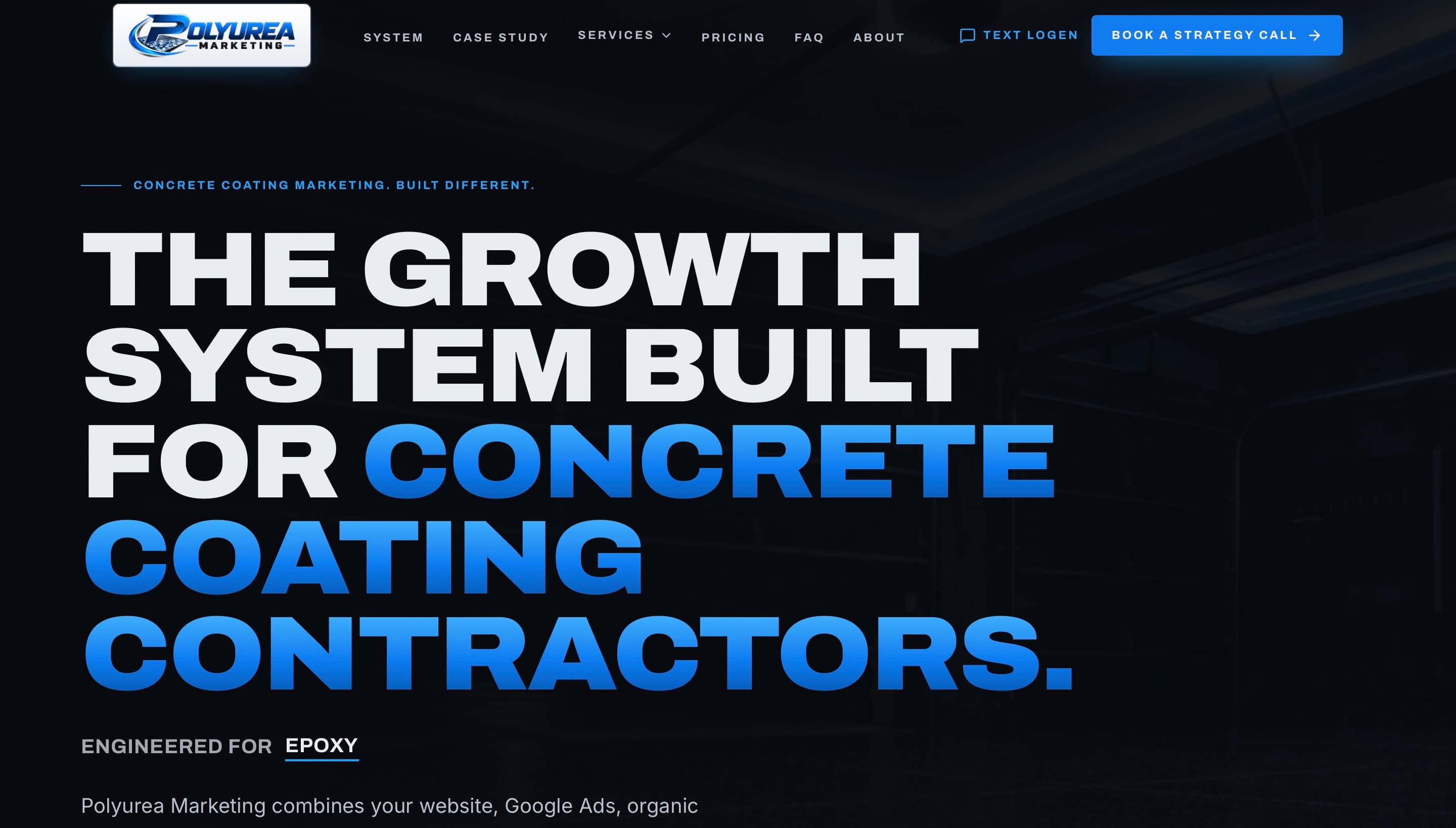Polyurea Marketing homepage on desktop