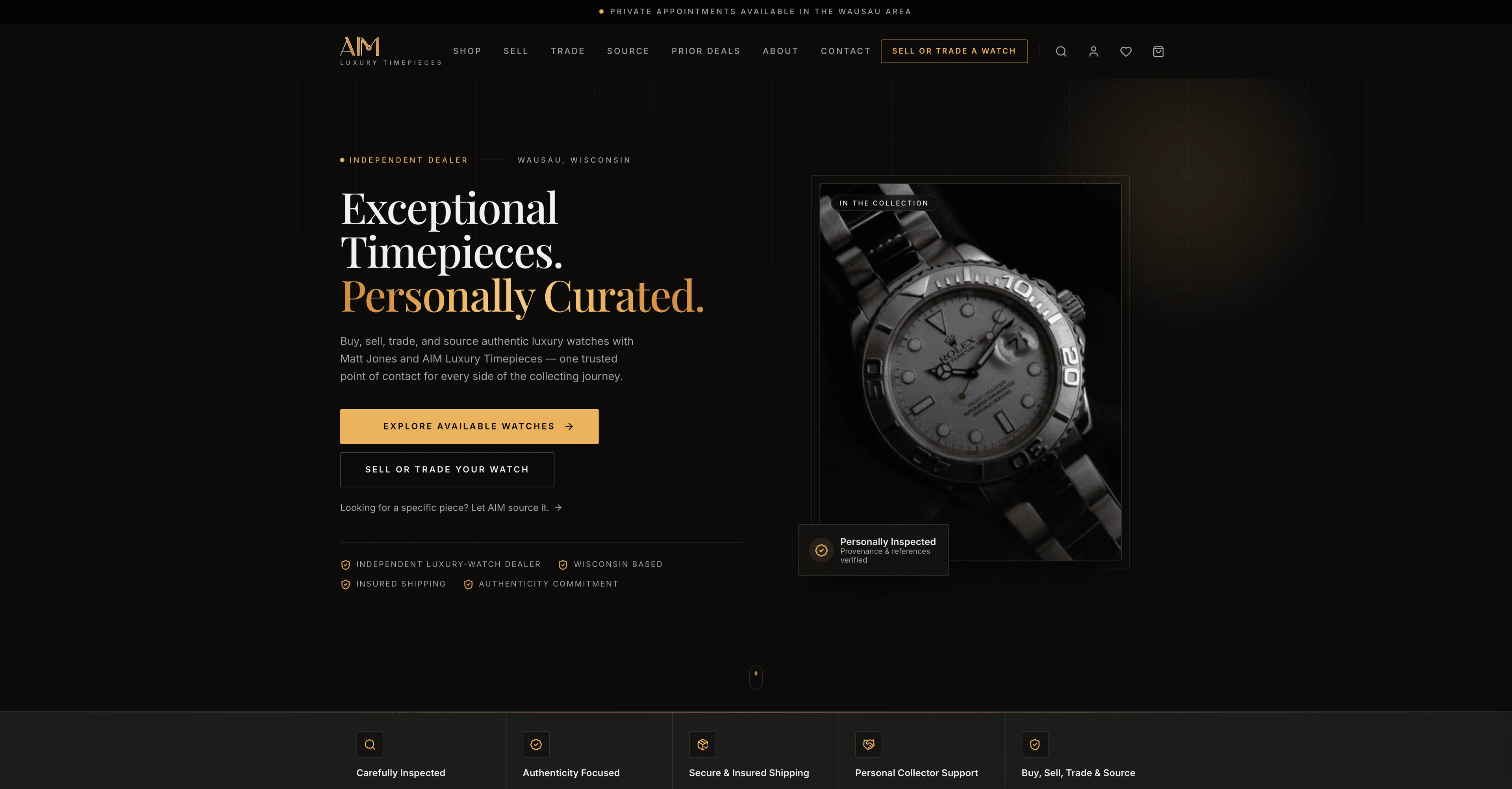 AIM Luxury Timepieces website after the Tech Turtle rebuild