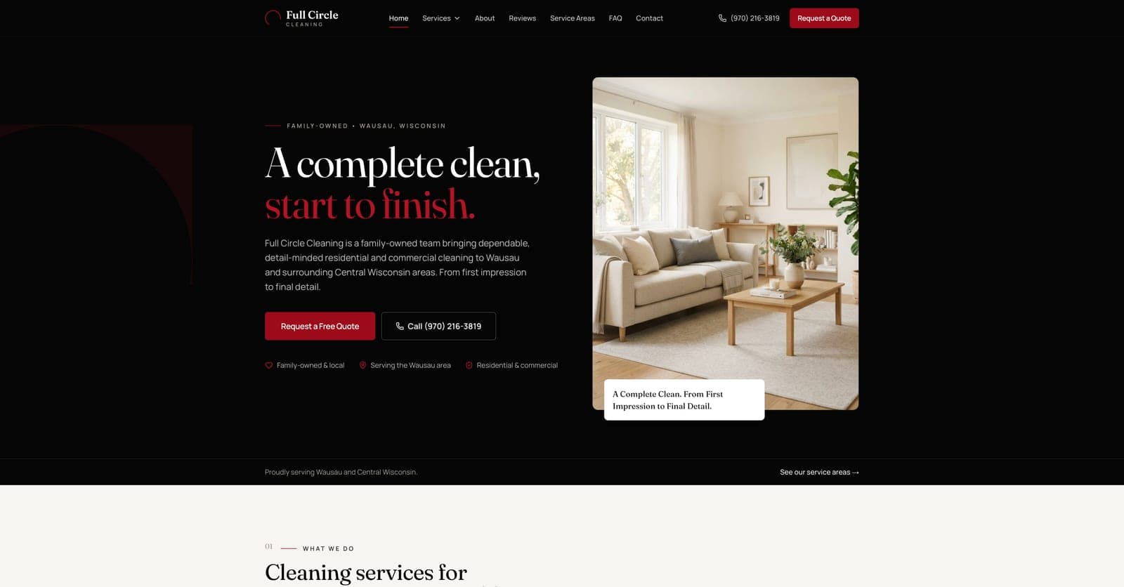 Full Circle Cleaning website built by Tech Turtle